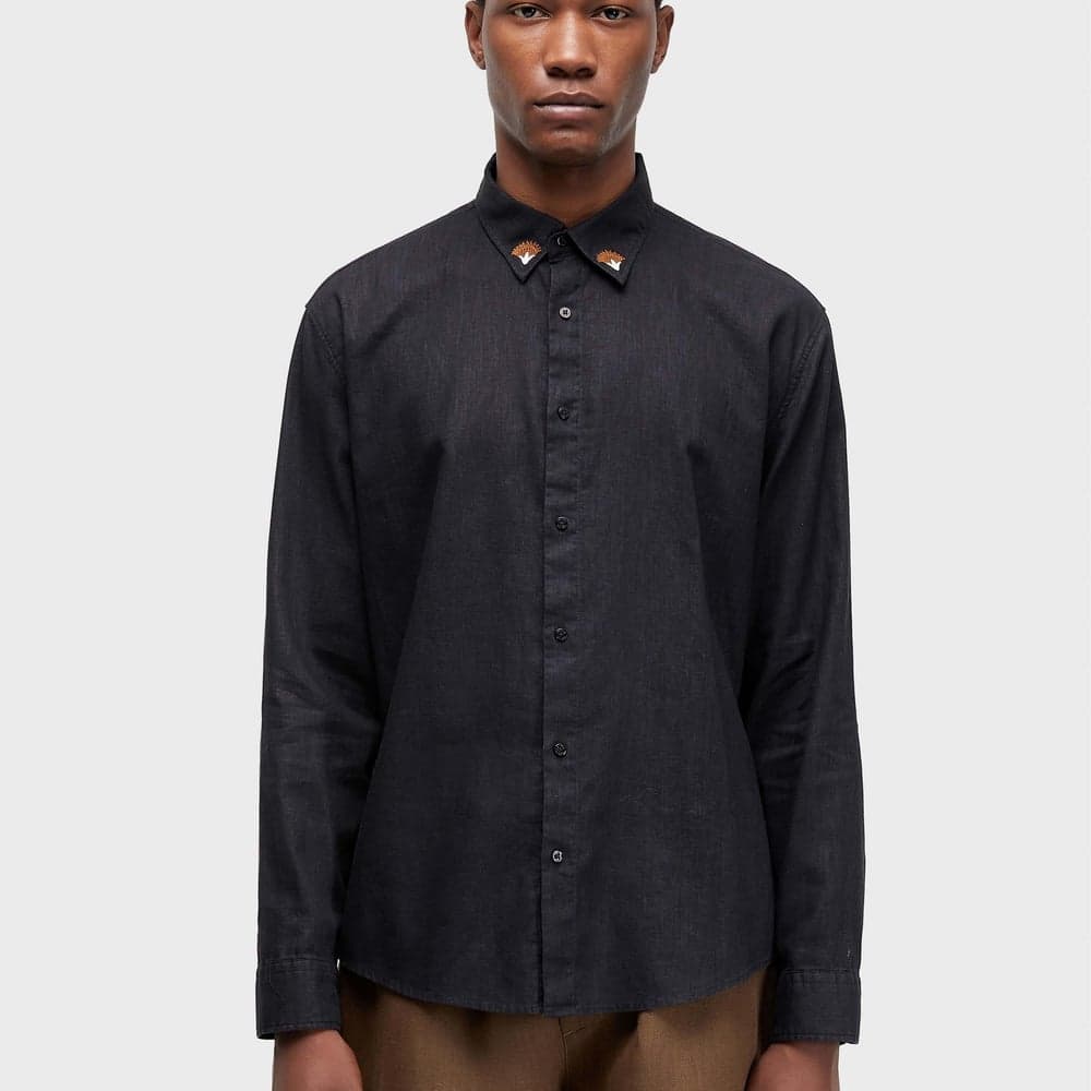 Camisa linen floral trama